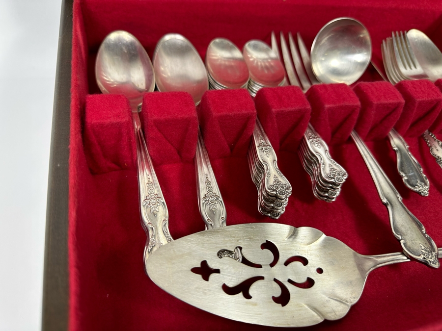 Silverplate Flatware Set With Wooden Storage Box 15W X 11D X 5H [Photo 6]
