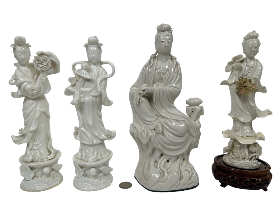 Collection Of White Kuan Yin / Guan Yin Porcelain Figurines 11H [Photo 1]