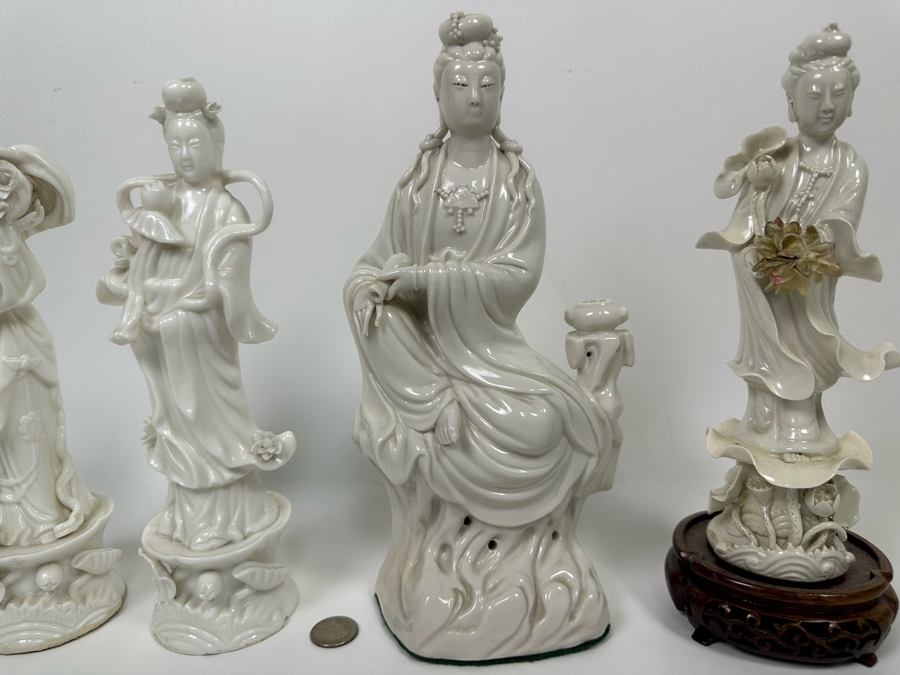 Collection Of White Kuan Yin / Guan Yin Porcelain Figurines 11H [Photo 4]