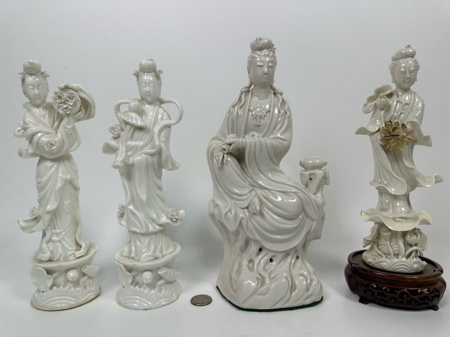 Collection Of White Kuan Yin / Guan Yin Porcelain Figurines 11H [Photo 3]