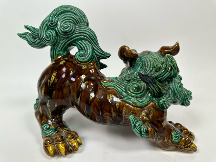 Signed Japanese Glazed Porcelain Foo Dog Figurine 12W X 8D X 8H [Photo 11]