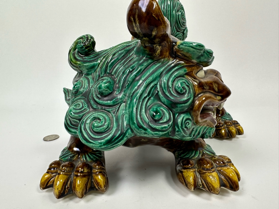 Signed Japanese Glazed Porcelain Foo Dog Figurine 12W X 8D X 8H [Photo 10]