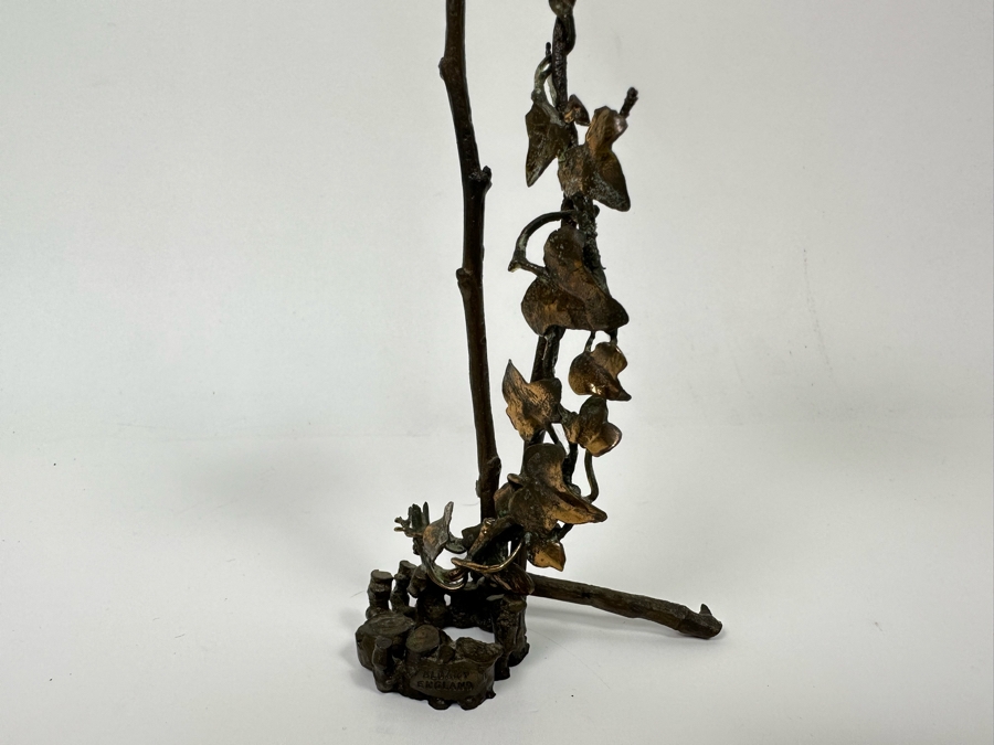 Hand Painted Porcelain Bird On Metal Tree Sculpture Signed Albany England 10H [Photo 6]