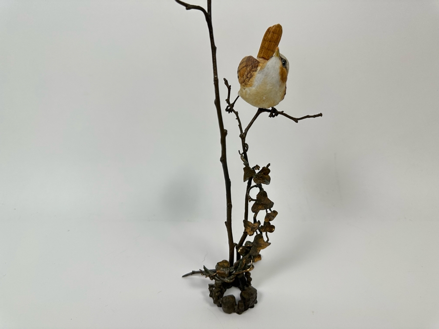 Hand Painted Porcelain Bird On Metal Tree Sculpture Signed Albany England 10H [Photo 9]