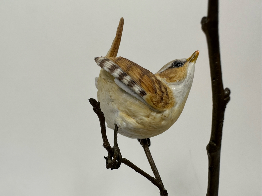 Hand Painted Porcelain Bird On Metal Tree Sculpture Signed Albany England 10H [Photo 10]