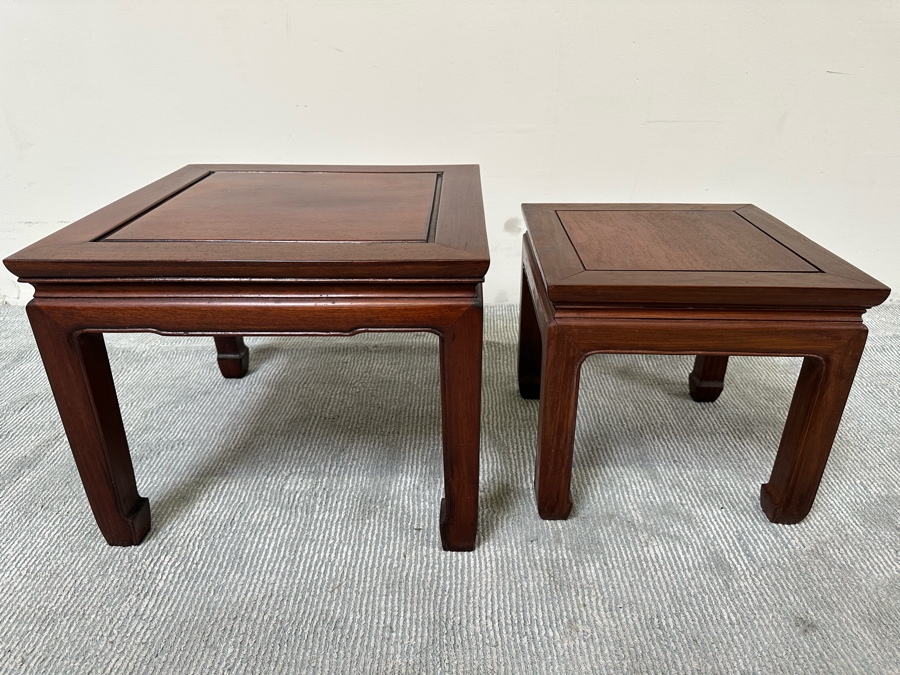 Pair Of Chinese Side Tables 20W X 16H, 15W X 14H [Photo 2]