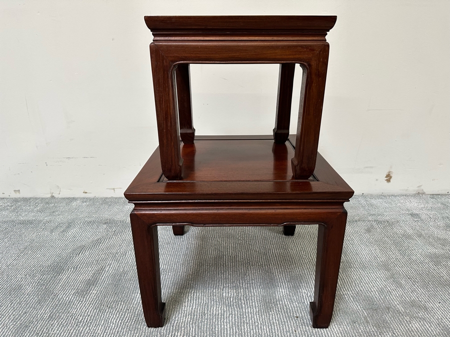 Pair Of Chinese Side Tables 20W X 16H, 15W X 14H [Photo 3]