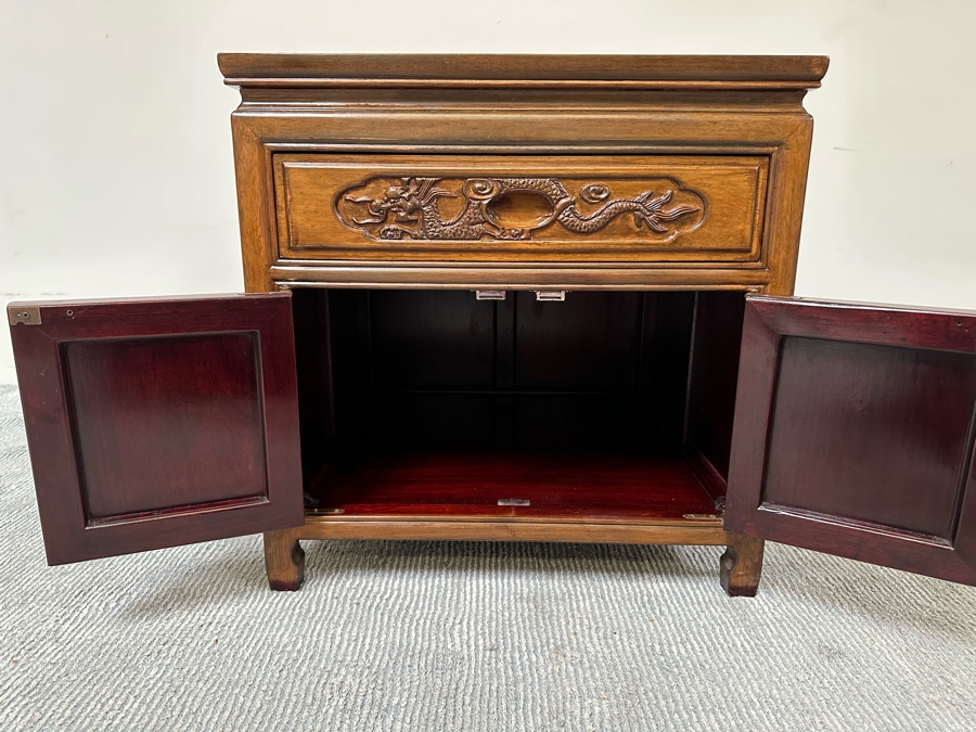 Vintage Chinese Carved Wooden Dragon Motif Cabinet 22W X 22D X 22H [Photo 7]