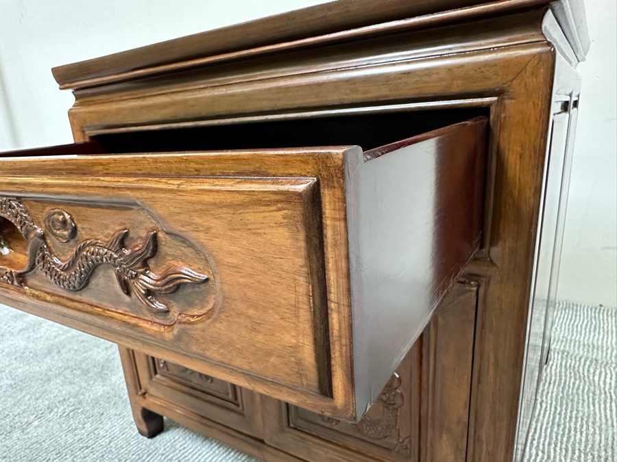Vintage Chinese Carved Wooden Dragon Motif Cabinet 22W X 22D X 22H [Photo 8]