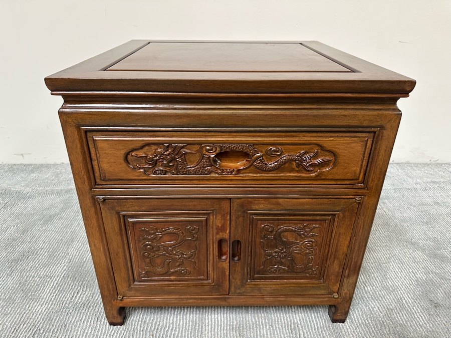 Vintage Chinese Carved Wooden Dragon Motif Cabinet 22W X 22D X 22H [Photo 4]