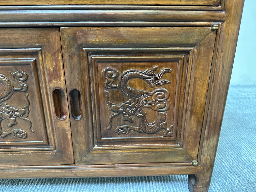 Vintage Chinese Carved Wooden Dragon Motif Cabinet 22W X 22D X 22H [Photo 6]
