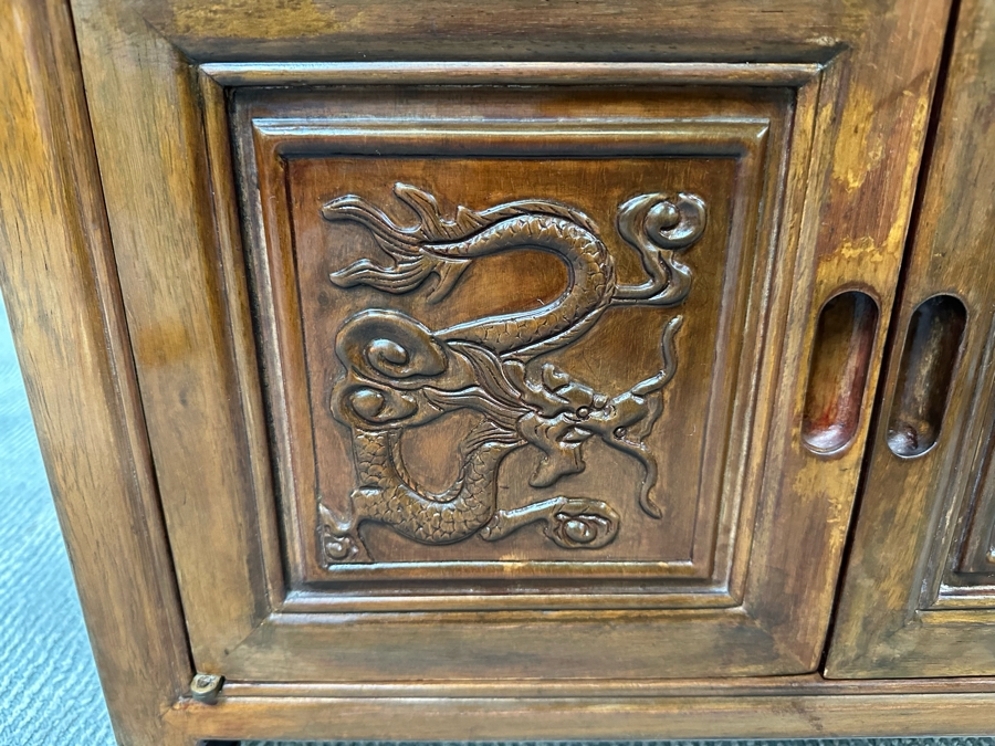 Vintage Chinese Carved Wooden Dragon Motif Cabinet 22W X 22D X 22H [Photo 5]