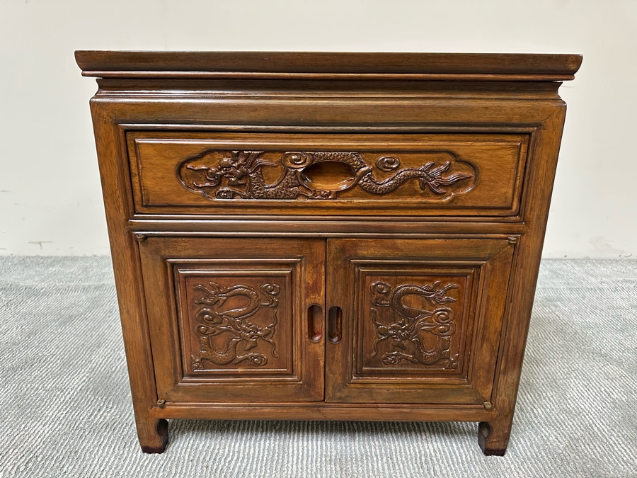 Vintage Chinese Carved Wooden Dragon Motif Cabinet 22W X 22D X 22H [Photo 3]