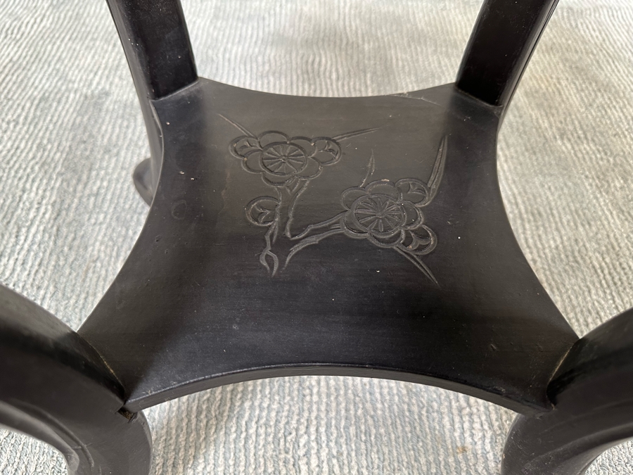 Vintage Chinese Carved Plant Fern Stand Side Table With Hand Painted Red Dragon Top 21W X 24.5H [Photo 15]