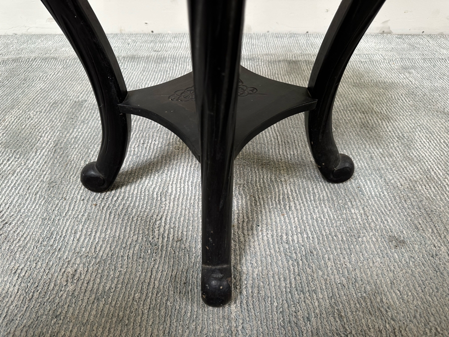 Vintage Chinese Carved Plant Fern Stand Side Table With Hand Painted Red Dragon Top 21W X 24.5H [Photo 14]