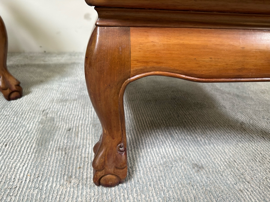 Pair Of Vintage Chinese Hardwood Armchairs With Cushions [Photo 11]
