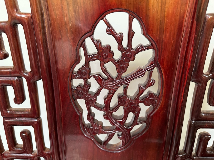 Pair Of Vintage Chinese Hardwood Armchairs With Cushions [Photo 10]