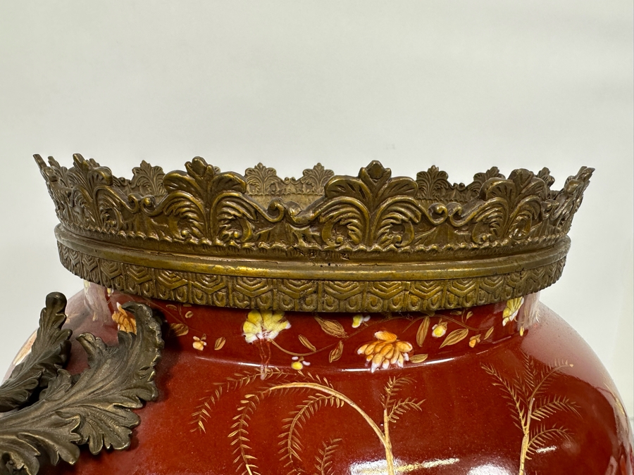 Large Hand Painted Porcelain Centerpiece With Metal Ornamentation 24W X 18H [Photo 11]