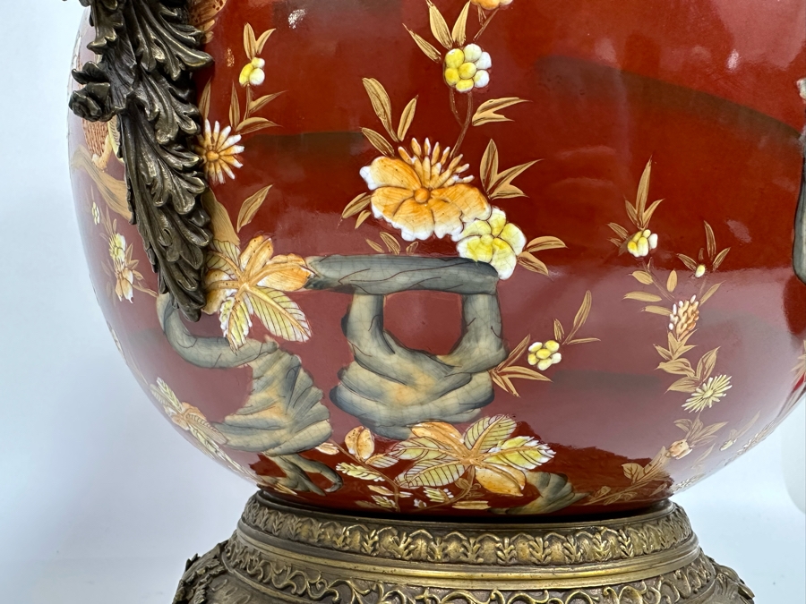Large Hand Painted Porcelain Centerpiece With Metal Ornamentation 24W X 18H [Photo 12]