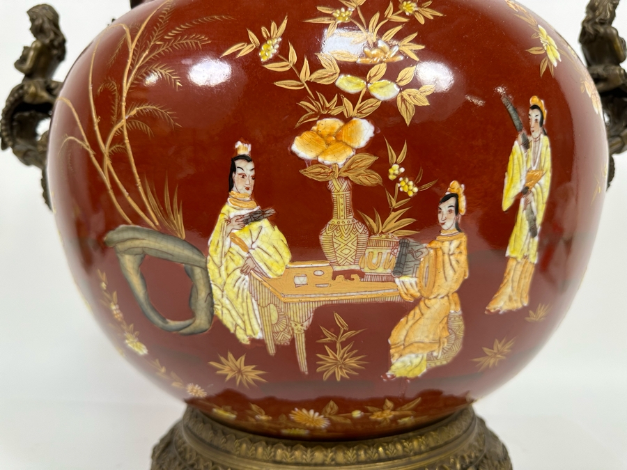 Large Hand Painted Porcelain Centerpiece With Metal Ornamentation 24W X 18H [Photo 14]