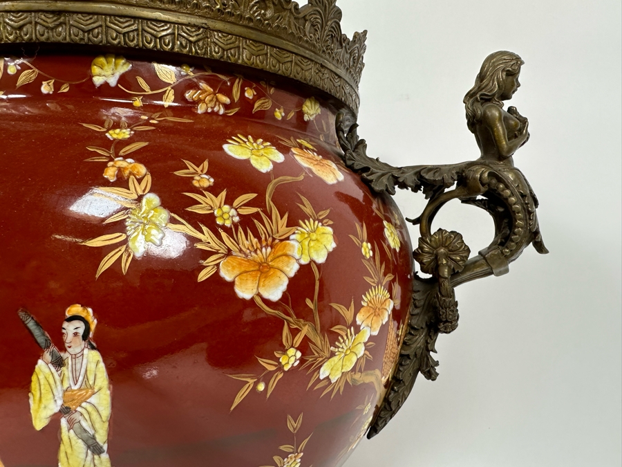 Large Hand Painted Porcelain Centerpiece With Metal Ornamentation 24W X 18H [Photo 15]