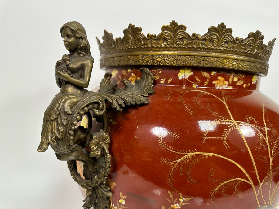 Large Hand Painted Porcelain Centerpiece With Metal Ornamentation 24W X 18H [Photo 10]