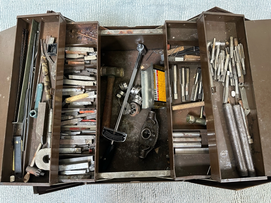 Vintage Metal Craftsman Toolbox With Casters Filled With Tools 18W X 10D X 15H - See Photos [Photo 4]