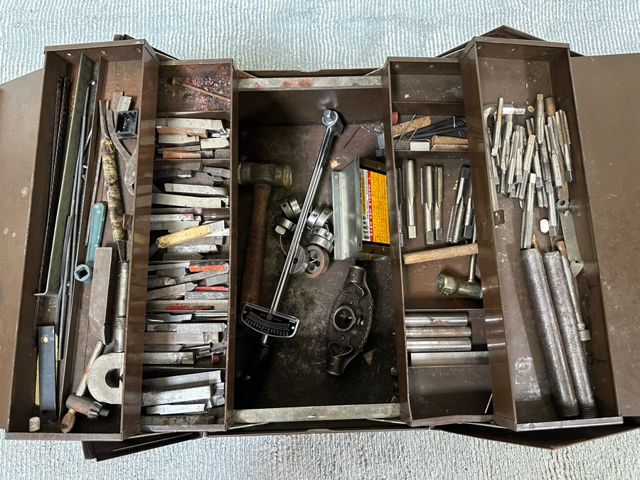 Vintage Metal Craftsman Toolbox With Casters Filled With Tools 18W X 10D X 15H - See Photos [Photo 5]