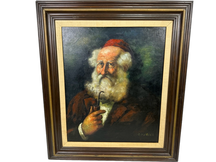P. Roncato (Italian) Original Portrait Painting 20 X 24 Framed 28.5 X 32.5