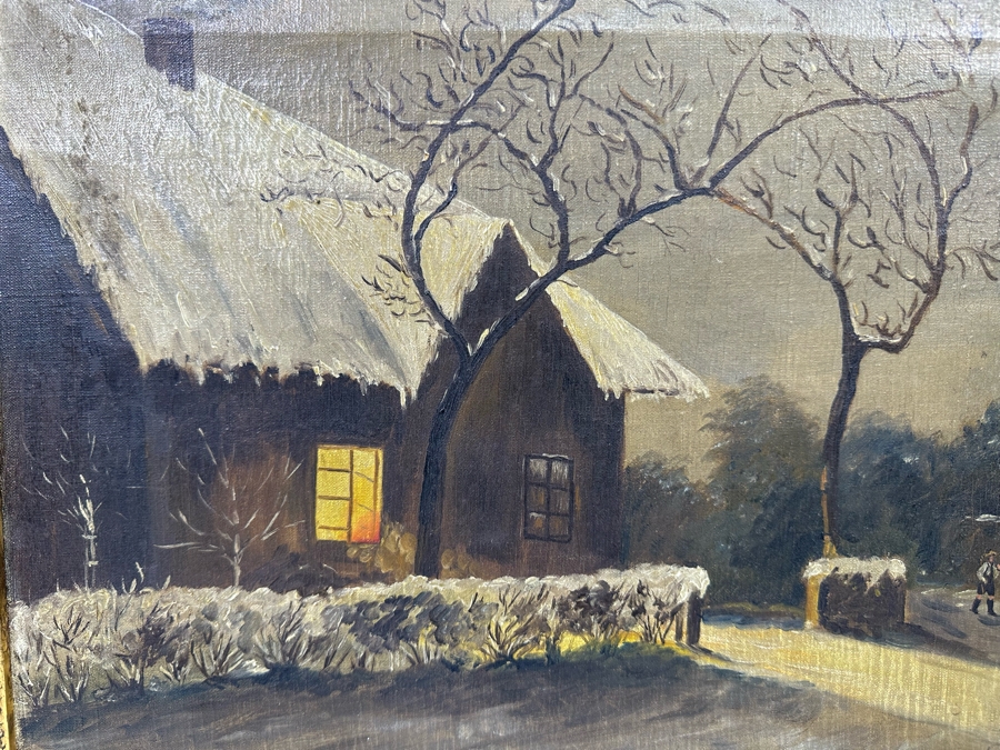 Antique Oil Painting On Canvas 20 X 14 In Antique Gilt Wooden Frame 25 X 19 Signed Szigonyi [Photo 5]