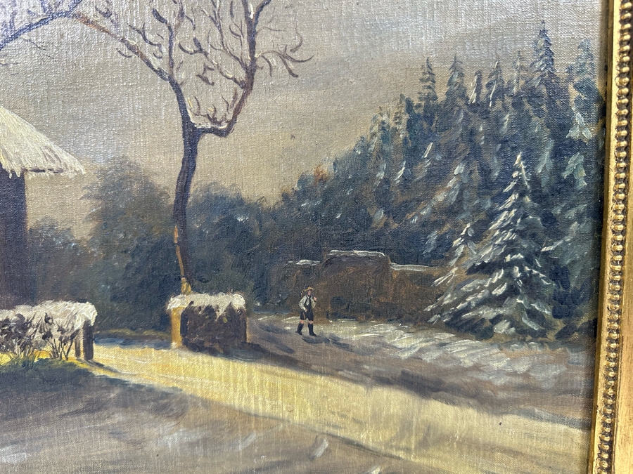 Antique Oil Painting On Canvas 20 X 14 In Antique Gilt Wooden Frame 25 X 19 Signed Szigonyi [Photo 6]