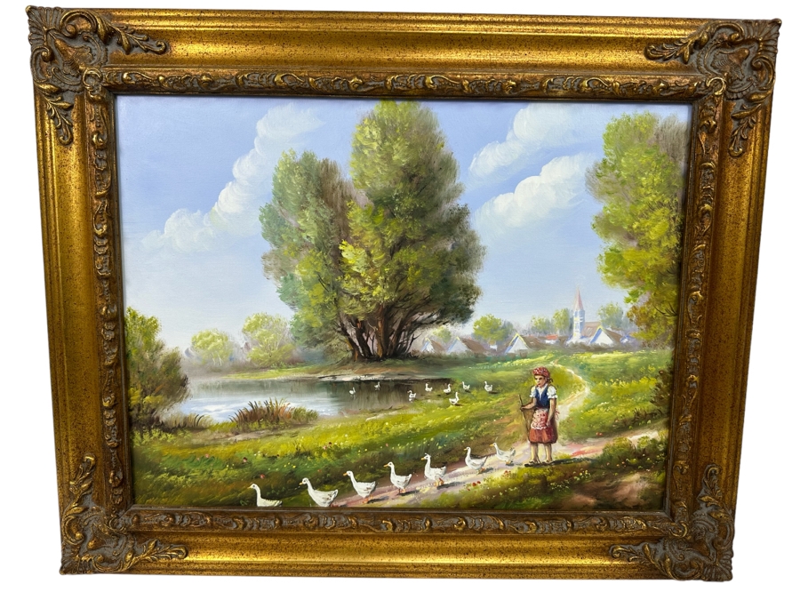 Original Hungarian Painting 24 X 18 In Frame 30 X 24.5