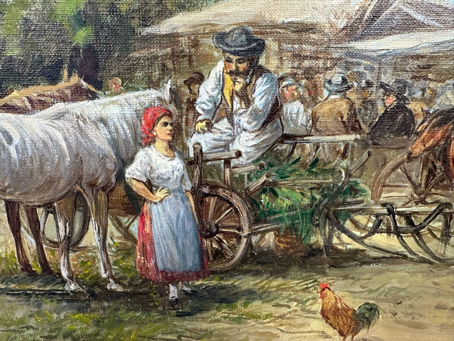 Original Hungarian Painting On Canvas 24 X 20 Framed 32 X 28 Signed Mohacsi I. [Photo 5]