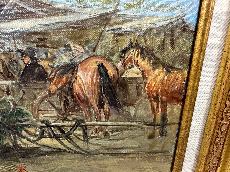 Original Hungarian Painting On Canvas 24 X 20 Framed 32 X 28 Signed Mohacsi I. [Photo 4]