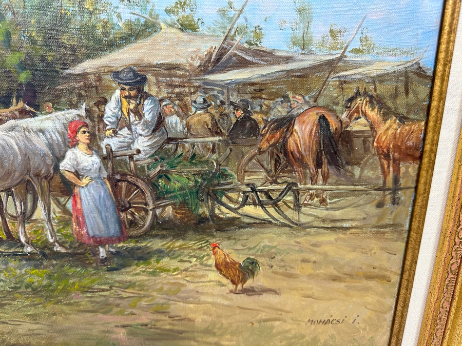 Original Hungarian Painting On Canvas 24 X 20 Framed 32 X 28 Signed Mohacsi I. [Photo 3]