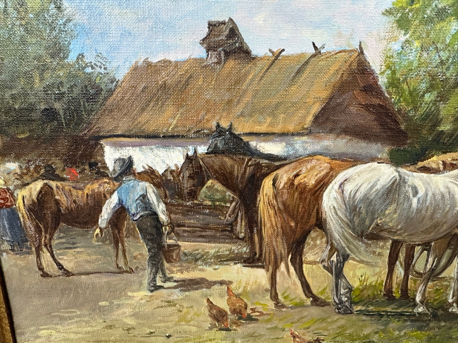 Original Hungarian Painting On Canvas 24 X 20 Framed 32 X 28 Signed Mohacsi I. [Photo 6]