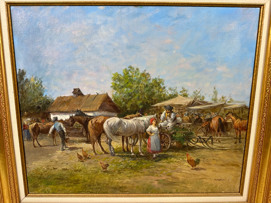 Original Hungarian Painting On Canvas 24 X 20 Framed 32 X 28 Signed Mohacsi I.