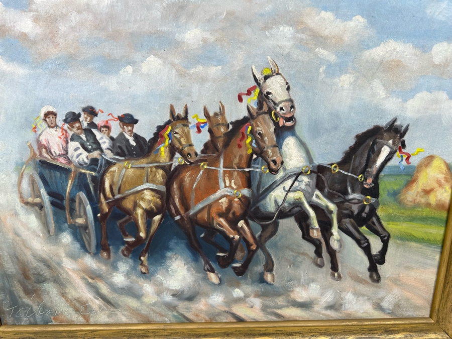 Tabori Bela (Hungarian) Original Painting On Canvas 28 X 22 Framed 35 X 30 [Photo 3]