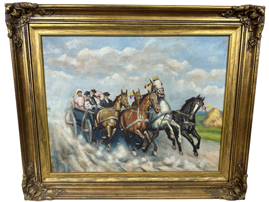 Tabori Bela (Hungarian) Original Painting On Canvas 28 X 22 Framed 35 X 30