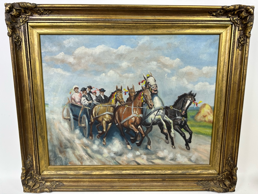 Tabori Bela (Hungarian) Original Painting On Canvas 28 X 22 Framed 35 X 30 [Photo 2]