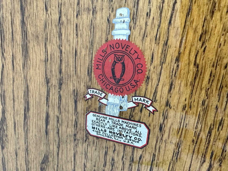 1940s Mills 25 Cent Black And Gold Golden Nugget Slot Machine Believed To Be A Reproduction In Great Working Condition Loaded With Quarters Ready To Payout 16W X 15.5D X 26H [Photo 11]