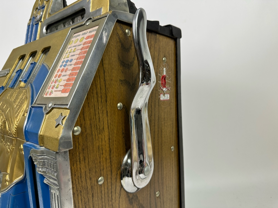 25 Cent Mills Novelty Roman Head Slot Machine Circa 1930s Loaded With Quarters Ready To Payout Great Working Condition With Key 16W X 15D X 27H See Video For Demo SN 307725 [Photo 15]