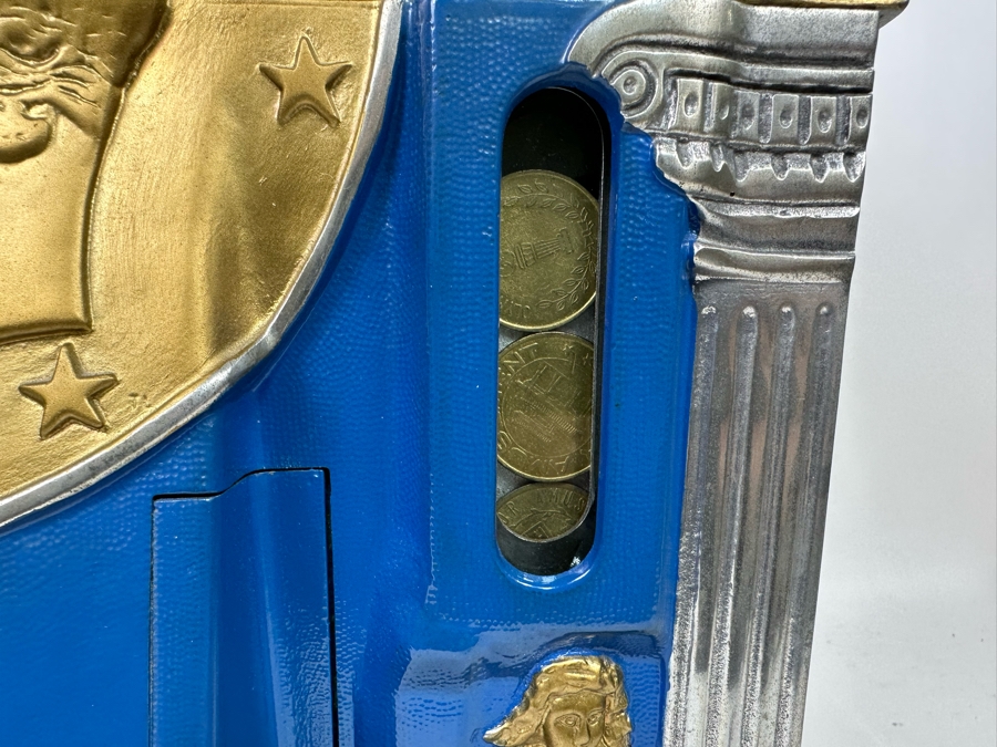 25 Cent Mills Novelty Roman Head Slot Machine Circa 1930s Loaded With Quarters Ready To Payout Great Working Condition With Key 16W X 15D X 27H See Video For Demo SN 307725 [Photo 12]