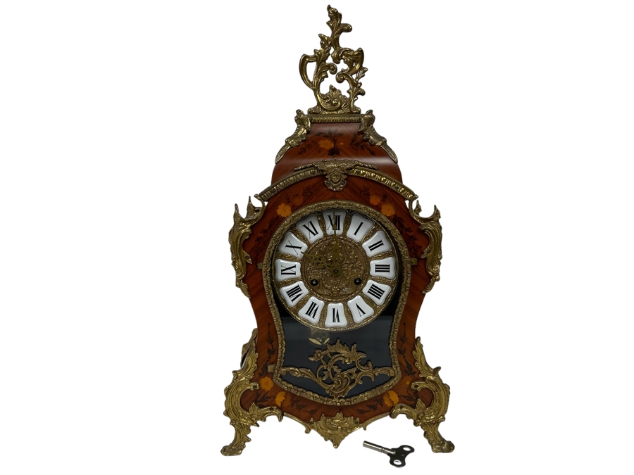 Inlaid Wooden Italian Case Pendulum Clock With FHS Germany Movement 12W X 6D X 22H Working