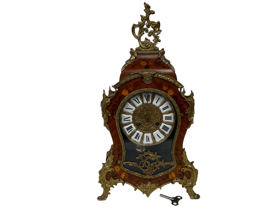 Inlaid Wooden Italian Case Pendulum Clock With FHS Germany Movement 12W X 6D X 22H Working [Photo 1]