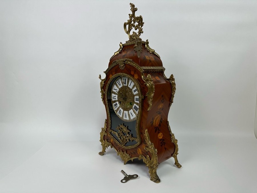 Inlaid Wooden Italian Case Pendulum Clock With FHS Germany Movement 12W X 6D X 22H Working [Photo 9]