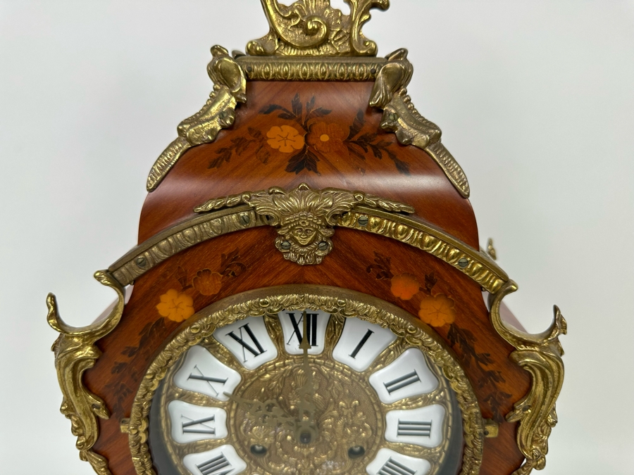 Inlaid Wooden Italian Case Pendulum Clock With FHS Germany Movement 12W X 6D X 22H Working [Photo 3]