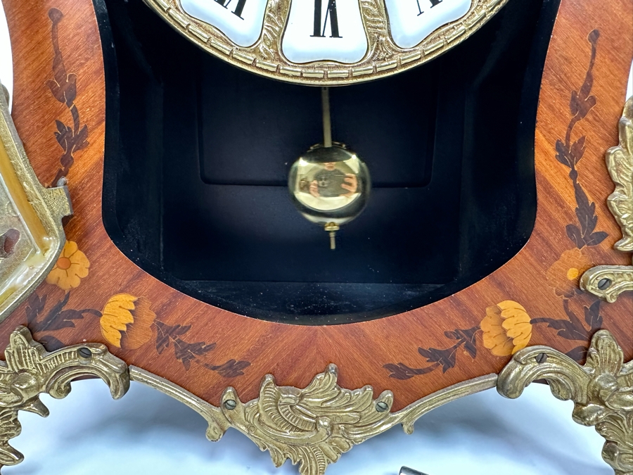 Inlaid Wooden Italian Case Pendulum Clock With FHS Germany Movement 12W X 6D X 22H Working [Photo 8]