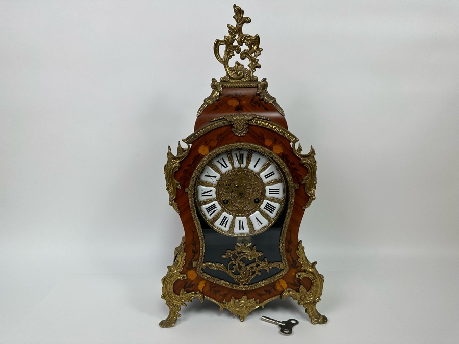 Inlaid Wooden Italian Case Pendulum Clock With FHS Germany Movement 12W X 6D X 22H Working [Photo 2]