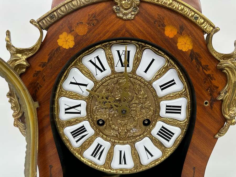 Inlaid Wooden Italian Case Pendulum Clock With FHS Germany Movement 12W X 6D X 22H Working [Photo 6]